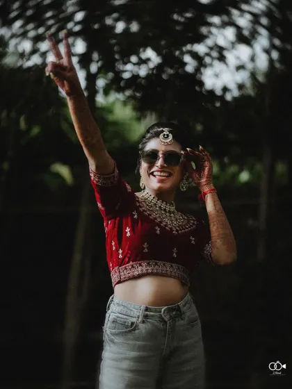 A duplicate of the fun and modern bridal shot, showcasing a bride with a cool attitude.
