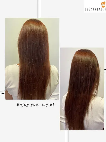Turning up the heat with a fiery copper shade. This is a statement color that radiates warmth and confidence, perfect for a bold new look.