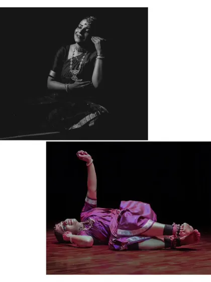 Sandhya Udupa in repose and in motion, capturing the range of emotions in her dance.