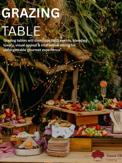 Grazing tables are set to dominate 2025 events, blending luxury and interactive dining. This image captures the essence of a lush, outdoor grazing experience we can create for you.