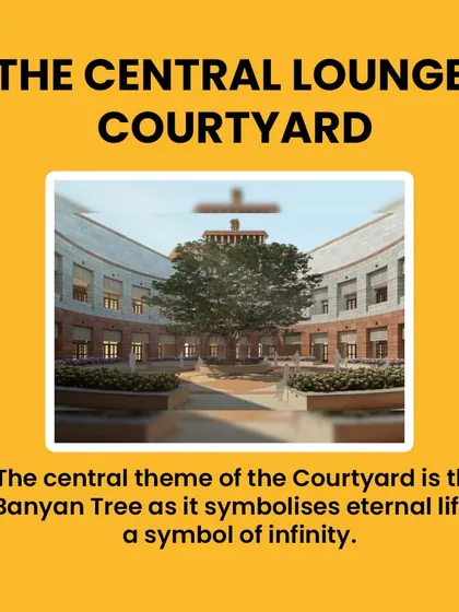The central lounge courtyard features a Banyan Tree, which symbolizes eternal life and unending growth, much like the mathematical concept of infinity.