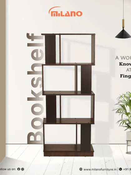 A bookshelf should be as interesting as the books it holds. This modern, asymmetric bookshelf in a dark wood finish provides a dynamic way to store and display books, decor, and more, acting as a functional statement piece.