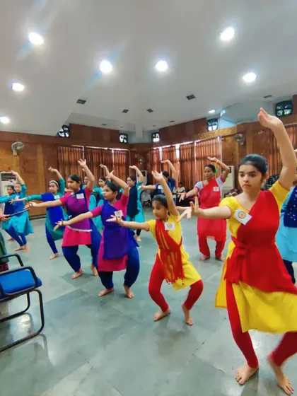 Leading a practical session during the workshop in Guwahati. The students are practicing basic postures and movements, learning to coordinate their bodies with focus and energy.
