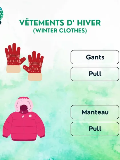 More winter clothes in French. Are these "gants" or "pull"?