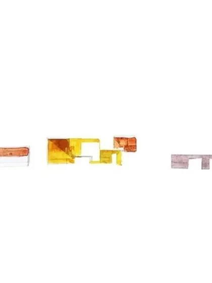 A conceptual watercolor sketch exploring the fragmented and layered facade of the building. This artistic exploration was fundamental to achieving the final design.