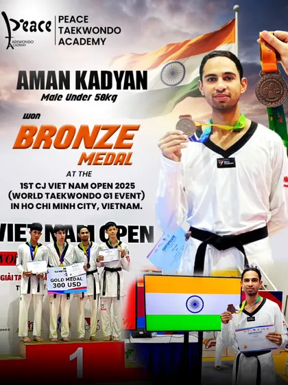 Aman Kadyan celebrates his bronze medal win at the 2025 Vietnam Open. His achievement contributed to India's strong overall performance at this prestigious G1 event.