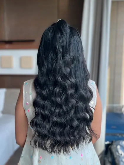 Beach waves are always in style. This is a great option for a relaxed, romantic look for any pre-wedding event or party.