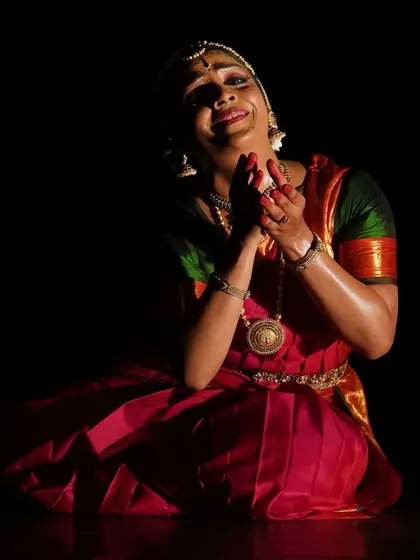 A moment of quiet devotion from Chaitra Rao's performance. Her expression of Bhakti is both subtle and powerful.