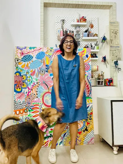 A photobomb from Bingo. He's always there to add some extra joy and chaos to my photoshoots.