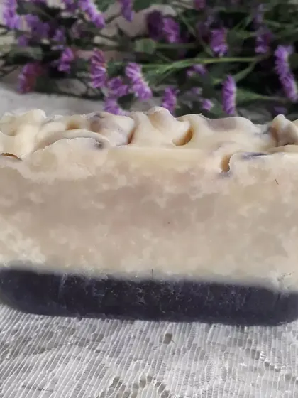 The textured top of a Lush Lavender soap loaf. I love creating these unique tops, which make every single bar a small piece of art.