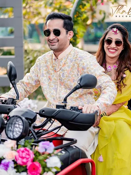 Making a grand entrance on an ATV is just one of the fun ideas I bring to the table. It's a great way to add excitement and a personal touch to a Haldi or Mehendi entry.