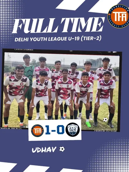 A hard-fought 1-0 win for my U-19 team in the Delhi Youth League, demonstrating our ability to secure results in tight matches.