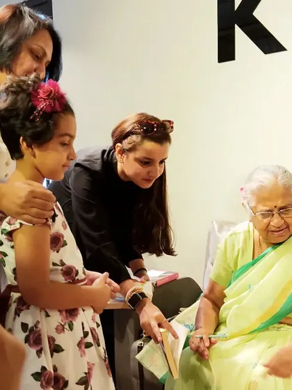 A family moment with Sudha Murty. Parents and children alike were thrilled to meet the author, sharing their love for her stories and getting books signed.