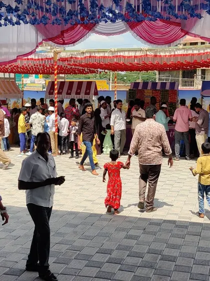 An outdoor event in full swing at Star Convention Hall in Pernambut. Our team is visible in the background, managing the food and service for a large gathering.