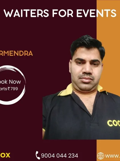 This is Dharmendra, one of the professional waiters I can send for your events. I make sure my team is ready to help you throughout the course of your celebration.