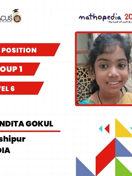 Vandita Gokul from Kashipur, India, celebrating her 1st Position win.