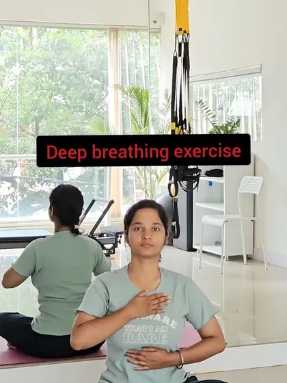 For clients with Parkinson's disease, I focus on exercises that improve balance, coordination, and motor control. This image shows a deep breathing exercise, which is a foundational element for managing symptoms and improving quality of life.