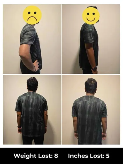Sujeth lost 8 kgs and 5 inches in 6 weeks. Beyond the numbers, he improved his sleep quality, mastered protein-rich meals, and built a solid, balanced workout routine.