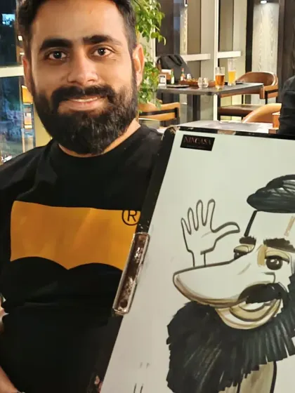 This gentleman's beard was a prominent feature, and I had fun exaggerating it in his caricature.