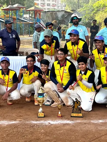 Flashback to the PTPL 2023 U-14 finals, with the champion Yellow Team celebrating their victory. We have a strong history of competitive junior cricket tournaments.