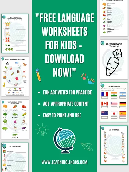 I believe in providing tools that help learning continue at home. That's why I offer a variety of free, printable worksheets with fun activities to help kids practice their French and Spanish vocabulary.