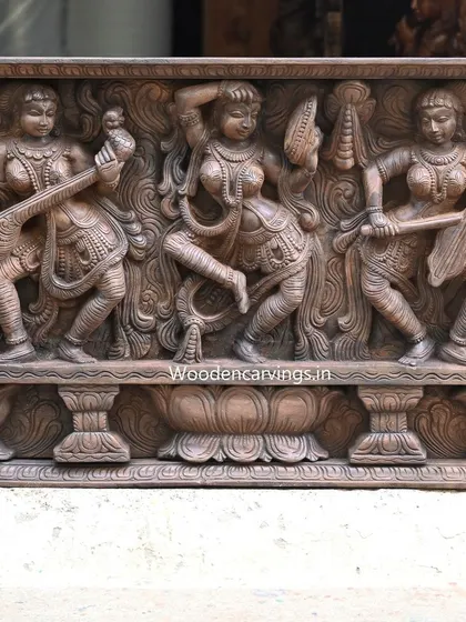 The central dancing figure from the Apsara panel, captured in her expressive pose. The skill of our artisans is evident in the realistic depiction of fabric, form, and motion.
