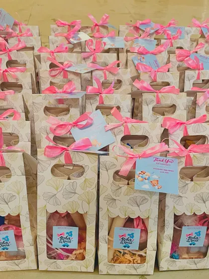 Another view of the "Pookash" baby shower favors, ready to be handed out to guests.