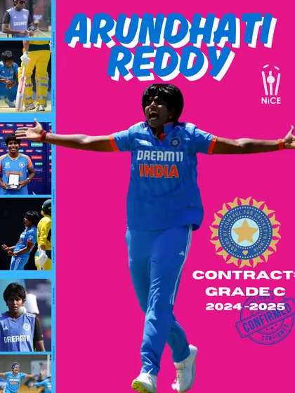 Another one of our stars, Arundhati Reddy, securing her BCCI Grade C contract. This achievement reflects her consistent performances and our commitment to managing our players' careers for long term success.