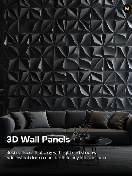 3D wall panels create bold surfaces that play with light and shadow. They add instant drama and depth to any interior space, making them a powerful tool for creating a statement wall.