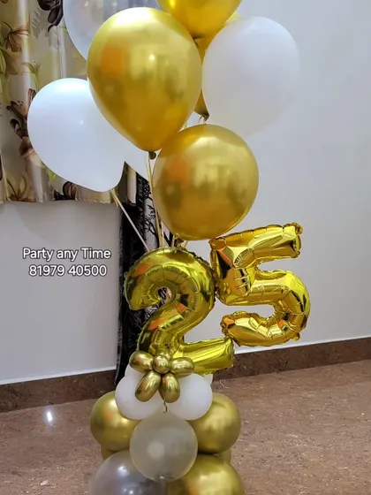 A simple and elegant 25th anniversary or birthday bouquet in gold and white.