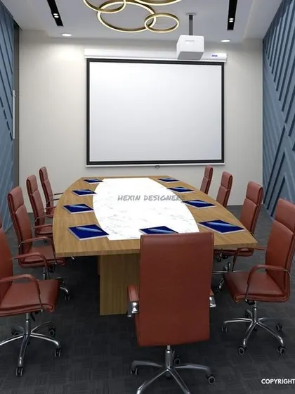 A duplicate of image 70, featuring a modern conference room with acoustic wall paneling.