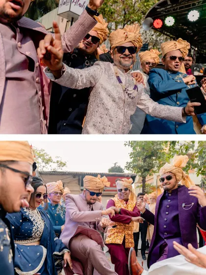 The energy of a Baraat is infectious. We get right in the middle of the action, capturing the vibrant dancing, the rhythm of the dhol, and the sheer excitement as the groom's procession makes its way.