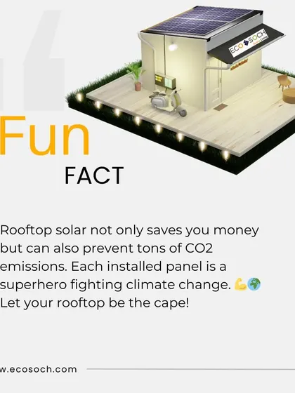 A fun fact to inspire action. Rooftop solar not only saves you money but also prevents tons of CO2 emissions, making every installed panel a superhero fighting climate change.