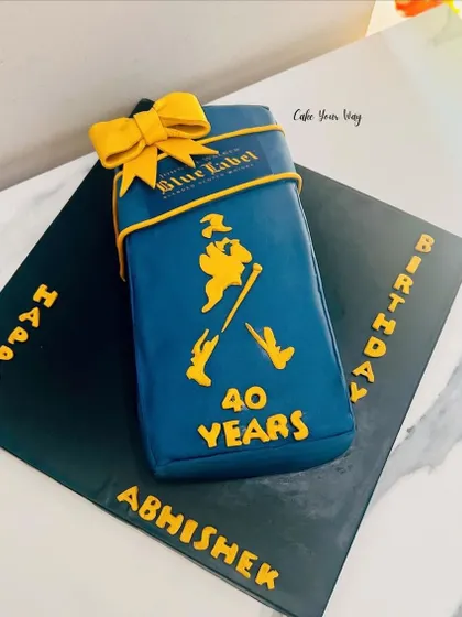 Aged to perfection. A Johnnie Walker Blue Label bottle cake for a 40th birthday celebration.