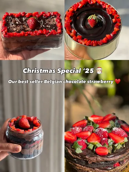 My Christmas special Belgian chocolate strawberry dessert is a seasonal bestseller. It's available in various sizes, from jars and tubs to loaf cakes.