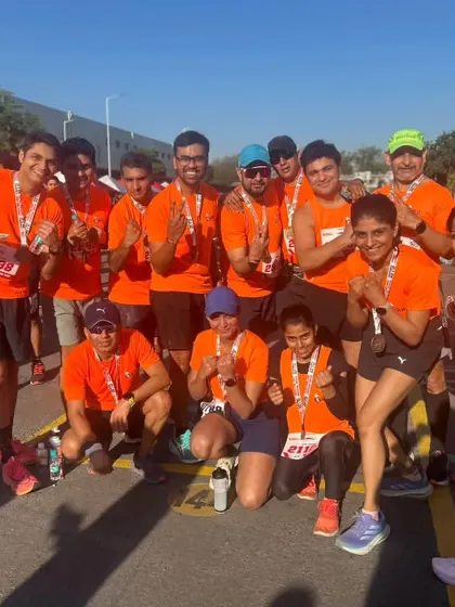 The tribe, united in victory. Another group shot of our happy finishers at the Honda Manesar race.
