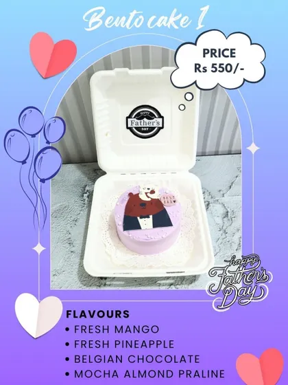 A sweet treat for Father's Day. This graphic shows our special offer, including a cute "We Bare Bears" themed bento cake, available in multiple delicious flavors.