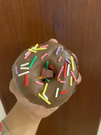 Donut worry, be happy. I also make these yummy chocolate-glazed donuts with colorful sprinkles. They are a fun treat for everyone.
