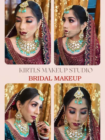 A collage featuring a bride with stunning turquoise jewelry, which I complemented with a warm, shimmery eye and a bold lip.