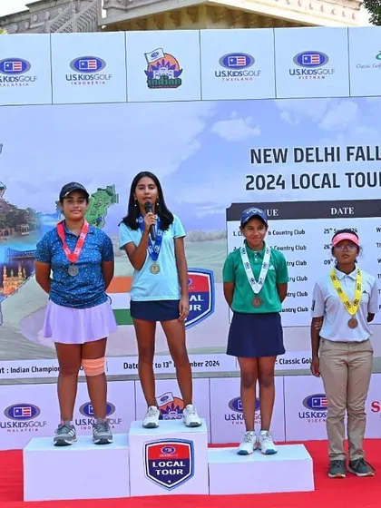 Naina Kapoor stands atop the podium after winning the US Kids Tournament with a remarkable 5-under round, the best score across all categories.
