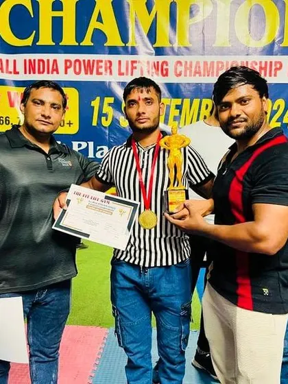 The result of hard work and proper guidance. Here I am with my student after his win at the All India Powerlifting Championship. His success is my success.