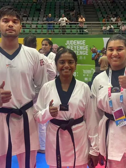 The future of Karnataka Taekwondo. These are the state's medal winners at the 37th National Games, including two silver and one bronze medalist. We are proud to have coached and supported them.