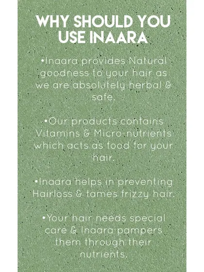 Why should you use Inaara? Because my products provide natural goodness, contain essential vitamins for your hair, prevent hair loss, and give your hair the special, nutrient-rich care it needs.
