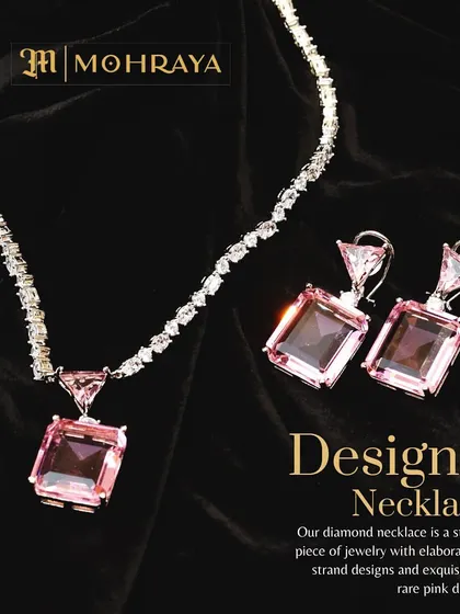 A designer necklace with a rare pink diamond. This statement piece features a multi-strand design and an exquisite cut.