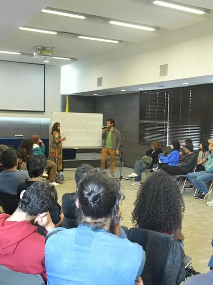 A wider view of one of my workshops, showing the collaborative atmosphere. We sit in a circle because music is a conversation, not a lecture. Everyone is part of the creative process.