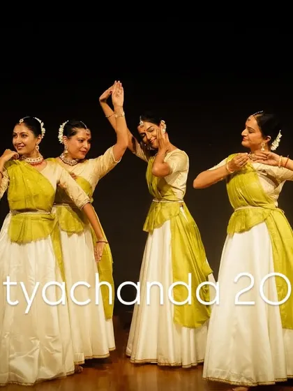A beautiful moment of synchronicity and grace from our 'NrityaChanda 2026' stage production. This showcases the culmination of rigorous training and the unity of my student ensemble.