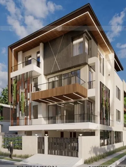An upcoming residence design. Here, I've incorporated vertical green panels and extensive glazing to bring a sense of nature and openness to the urban structure.