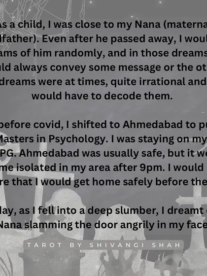 A story of a grandfather's dream warning his granddaughter not to open the door to a stranger, saving her from a robbery.