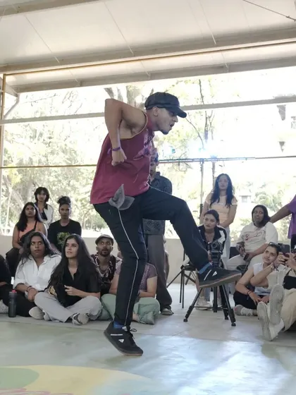 A dancer in motion during the battles at Spectra.