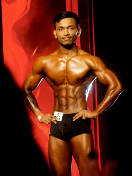 Competing as a men's fitness model at ICN Bangalore 2024. His aesthetic and athletic look was perfect for this category.